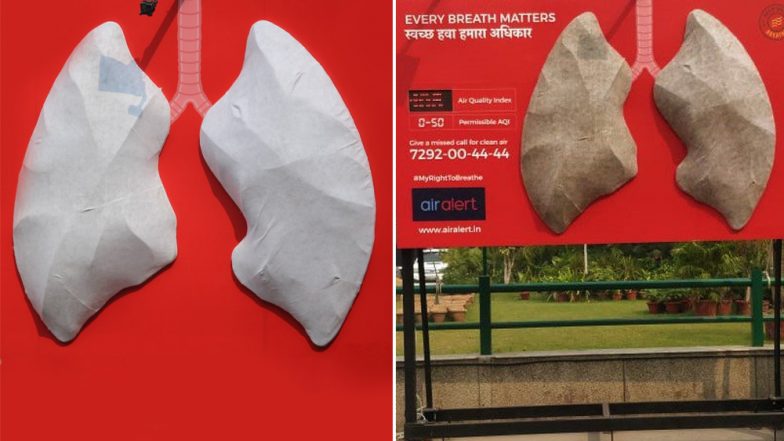 Delhi Air Pollution: Model of White Lungs Erected to Indicate Air Quality Turns Grey Within Two Days of Diwali, View Pics!