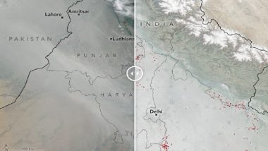 NASA Shares Satellite Images That Show How North Indian Skies Turned 'Smokier and Smokier' Ahead of Diwali 2018