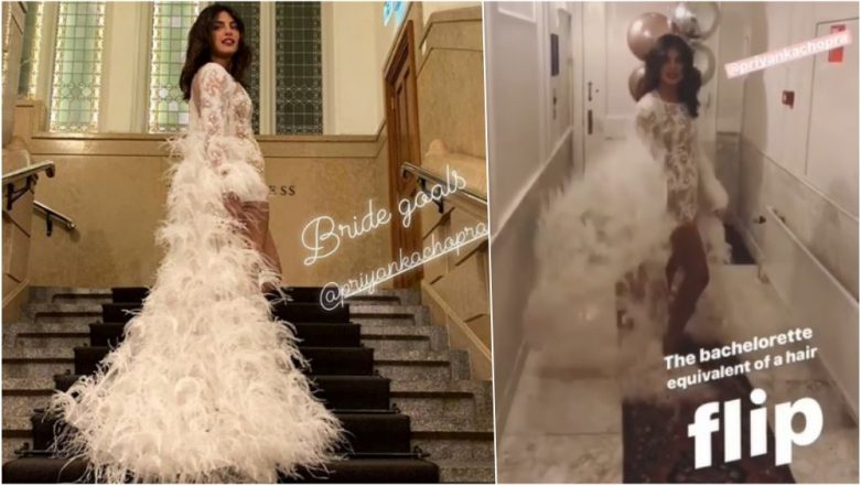Priyanka Chopra wore her backless white wedding reception gown with a  crystal cape