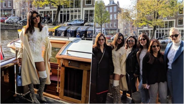 Priyanka Chopra Sails Through Her Bachelorette Weekend in Amsterdam in Fuzzy Sweater Dress & Printed-Heels Gumboots &ndash; See Pics & Videos