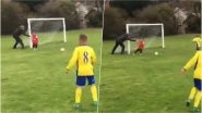 Hilarious Video of Dad Pushing His Goalie Son to Save a Goal During Under-8s Football Match Is Surely Not a Perfect Parenting Lesson