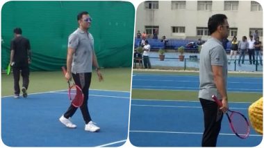 MS Dhoni Debuts on the Tennis Court; Participates in a Local Tournament in Ranchi (Watch Video & Pics)