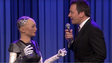 Jimmy Fallon Sings 'Say Something' With Robot Sophia on 'The Tonight Show' (Watch Video)