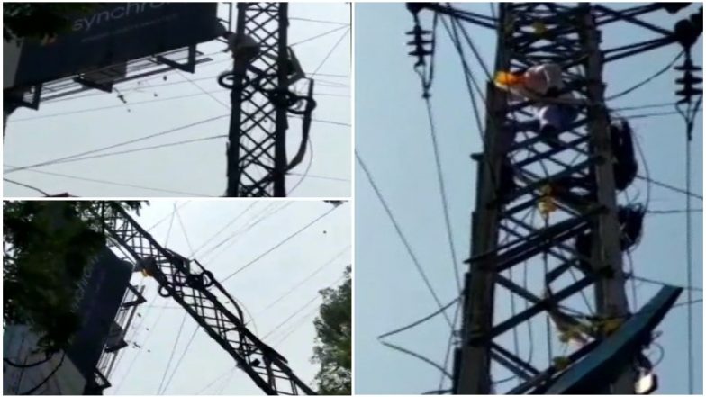 Telangana Assembly Elections 2018: TDP Supporter Deepak Reddy Climbs Electric Pole, Demands Ticket From Khairatabad Constituency