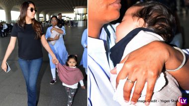 Mira Rajput Makes a Casual Appearance With Daughter Misha and Newborn Zain at the Airport – View Pics