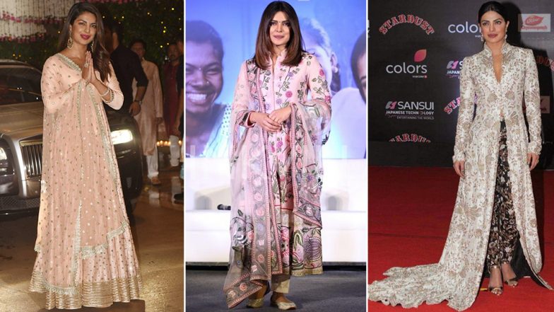 Diwali 2018 Outfit Inspiration – Priyanka Chopra: From Elegant Sarees to Conventional Suits, Take Some Cues From This ‘Desi Girl’ on How to Nail Your Traditional Wardrobe – View Pics