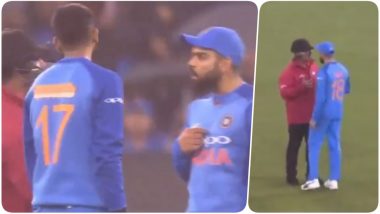 Virat Kohli Argues With On-field Umpire After the 2nd T20 Game Between India and Australia was Continued Despite Heavy Rainfall (Watch Video)