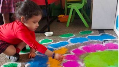 Old Pics of MS Dhoni’s Daughter Ziva Making Rangoli at School Continues to Be the Sweetest Sight Even This Deepavali 2018 (See Pics)