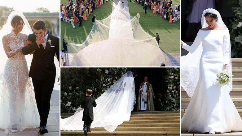 Priyanka Chopra Wore a 75-Foot-Long Veil for Her Wedding - Priyanka  Chopra's Veil Compared to Meghan Markle's