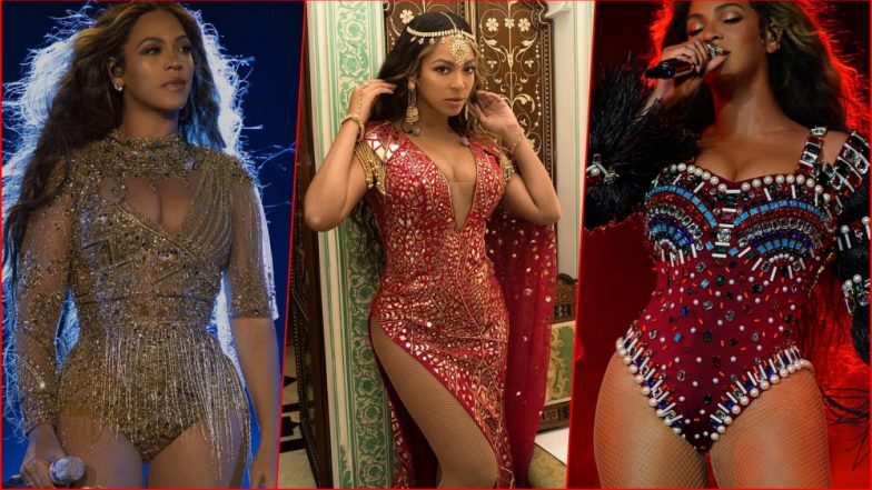 Diva Meets Devi: Beyonce Looks Ethereal in Abu Jani Sandeep Khosla and Shivan & Naresh Outfits at Isha Ambani-Anand Piramal’s Wedding Sangeet (See Pics)