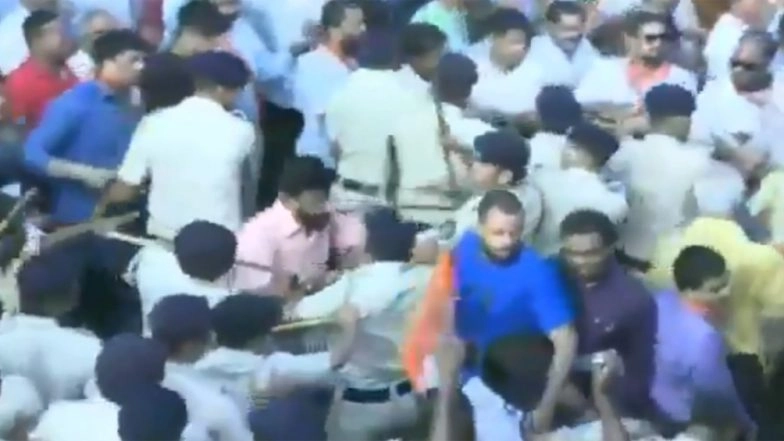 Goa BJP & Congress Workers Clash Over Rafale Issue in Panaji, BJP Leader Flings ‘Thali of Samosa’; Watch Video