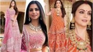 Isha Ambani-Anand Piramal Wedding: Bride-to-Be & Her Mother Nita Look Gorgeous in Manish Malhotra Lehengas During the Sangeet Ceremony (See Pics)