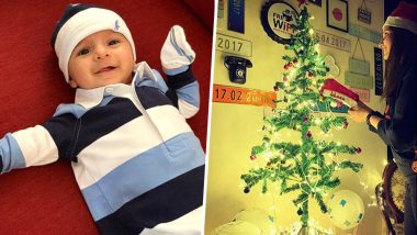 Sania Mirza Shares an Adorable Selfie With a Decorated Christmas Tree, Shows Guitar With Name of Son 'Izhaan' Written On it