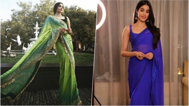 Janhvi Kapoor in Blue Arpita Mehta or in Green Manish