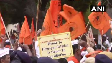 Lingayat Community Members and Seers Protest at Jantar Mantar For Separate Religion Status