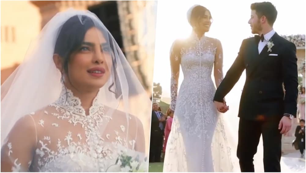 Priyanka Chopra in Ralph Lauren Bridal Gown or in Sabyasachi