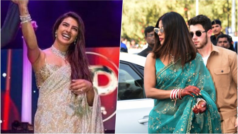Priyanka Chopra in Sexy Sarees by Sabyasachi and Abu Jani Sandeep Khosla for Her Wedding Festivities is a Must See