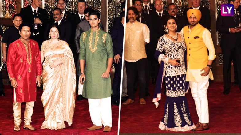 Sachin & Anjali Tendulkar With Son Arjun; Harbhajan Singh & Geeta Basra Dazzle at Isha Ambani - Anand Piramal Wedding at Antilia in Mumbai: View Latest Pictures