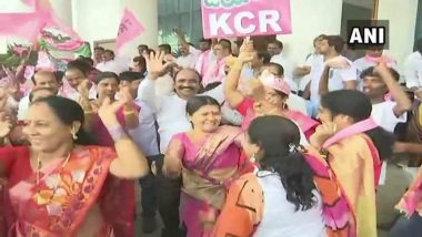 Telangana Assembly Elections 2018 Results: Celebrations at TRS Headquarters in Hyderabad as the Party Heading for Landslide Victory