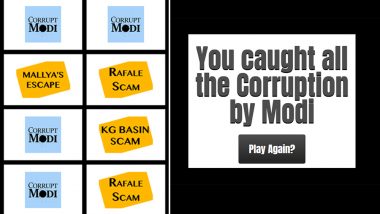 As People Wait For CM Names in Chhattisgarh, MP, Rajasthan, Congress Asks Them to Play 'Corrupt Modi Match' Game Online
