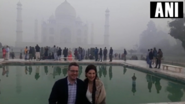 Iceland Foreign Minister Gudlaugur Thor Thordarson With Wife Augusta Johnson Visits Taj Mahal in Agra