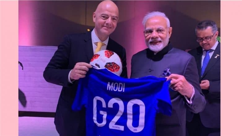 Narendra Modi Gets Custom-Made G20 Football Jersey, Writes Heart-Warming Message for Gianni Infantino Narendra Modi Gets Custom-Made G20 Football Jersey, Writes Heart-Warming Message for Gianni Infantino