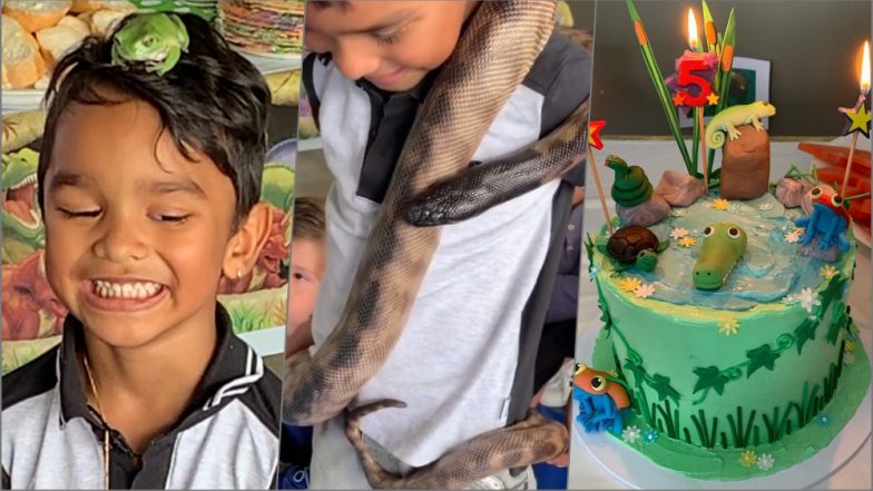 Shikhar Dhawan’s Son Zoravar Celebrates 5th Birthday With Python & Other Deadly Reptiles! See Shocking Yet Exciting Pics and Videos