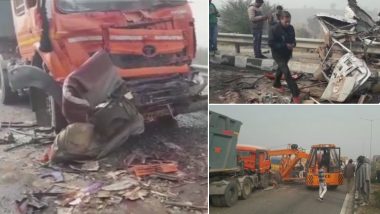 Fog Leads to Accident in Jhajjar; 50 Vehicles Crash Into Each Other on Rohtak-Rewari Highway in Haryana, 8 Dead - Watch Video