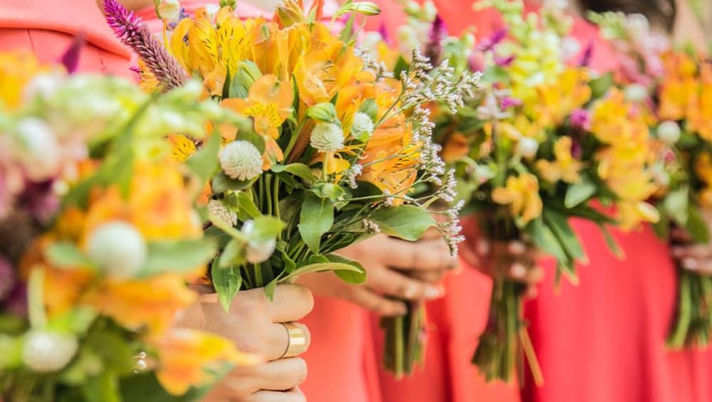 Bridesmaid dresses in living coral Bridesmaid dresses in living coral
