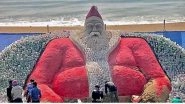 Santa Claus With Plastic Bottles! Sand Artist Sudarsan Pattnaik Attempts World Record on 2018 Christmas Eve Creating Environmental Awareness