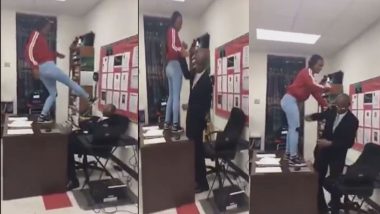 Viral Video: US Teen Student Slaps and Kicks at the Teacher While Standing on His Desk, Faces Charges
