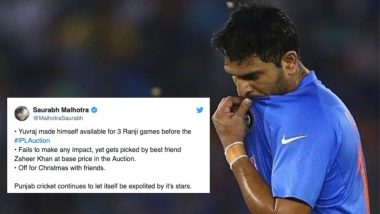 'Yuvraj Singh Just Played for IPL 2019 Auction', Fans Slam Mumbai Indians Batsman for Being 'Selfish' After Skipping Hyderabad vs Punjab Ranji Trophy 2018-19 Match