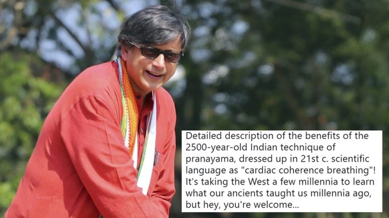 Shashi Tharoor Berates US Website For Calling Pranayam ‘Cardiac Coherence Breathing,’ Wins Hearts on Twitter