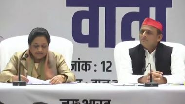 Mayawati, Akhilesh Yadav Announce Seat-Sharing Pact For 2019 Lok Sabha Elections: 'BSP, SP to Contest 38 Seats Each in Uttar Pradesh'