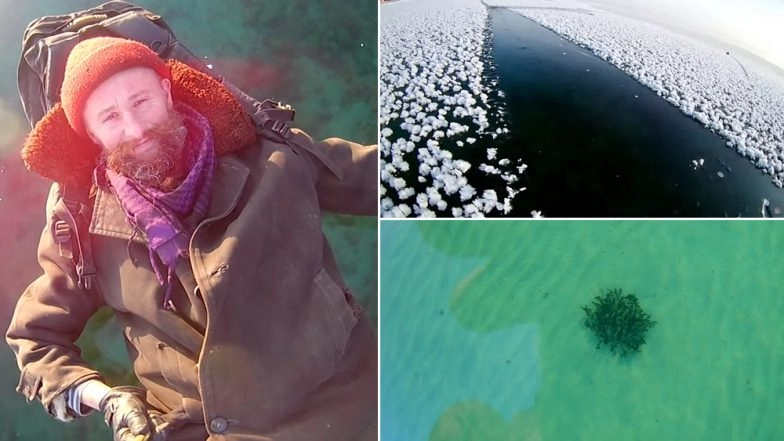 Man Walks on Frozen Baikal Lake in Russia, the Deepest Freshwater Lake in the World- Watch Stunning Video From Siberia