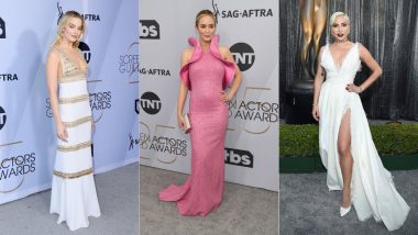 Celeb-approved black thigh-high slit gowns