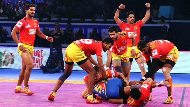 PKL 2018–19, Qualifier 2 Match Video Highlights: Gujarat Fortunegiants Defeat U.P. Yoddha 38–31 to Enter Season 6 Final