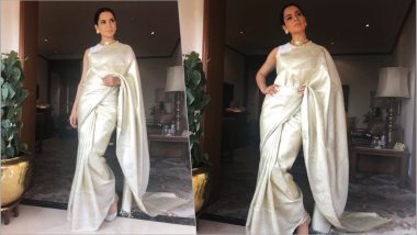 Kangana Ranaut Looks Regal in a Pearl White Saree From Madhurya at Manikarnika’s Special Screening for President Ram Nath Kovind (See Pics)