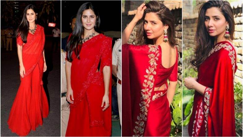 Katrina Kaif or Mahira Khan, Whose Red Saree Look Are You Digging? See Pics to Decide Katrina Kaif or Mahira Khan, Whose Red Saree Look Are You Digging? See Pics to Decide