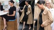 Meghan Markle Looks Classy in a Black Maternity Dress With Oscar de la Renta Trench Coat as She Steps Out for Her First Royal Engagement of The Year, See Pics