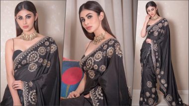 Mouni Roy Looks Stunning in Black Saree and Noodle Strap Blouse at Lion Gold Awards 2019! See Pics of Hot Actress