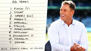 Shane Warne Disappointed With Australia's 14-Man ODI Squad Against India, Former Australian Spin Wizard Tweets His Own Team!