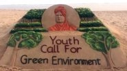 Swami Vivekananda Jayanti 2019: Sand Artist Sudarsan Pattnaik Gives a Message of Greener Environment Through His Beautiful Sand Art, Watch Video