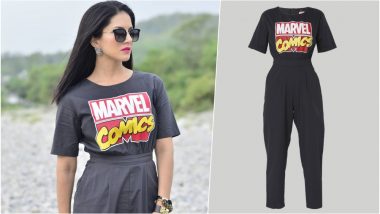 Sunny Leone Wears the Coolest ‘Marvel Comics’ Jumpsuit That You Would Want to Steal From Her Wardrobe (See Pic)