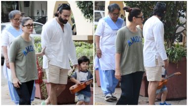 Taimur Ali Khan Looks Cute As He Walks With a Guitar in His Hand But It's Kareena's Geeky Look That Steals the Spotlight! (View Pics)
