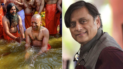 Shashi Tharoor Takes Jibe at Yogi Adityanath’s Ganga Dip at Kumbh Mela, BJP Hits Back