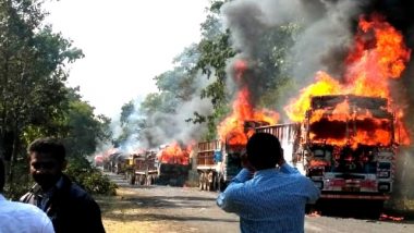 Maharashtra: 4 Including School Students Killed, 10 Injured as Bus-Truck Collide in Gadchiroli; Angry Locals Torch Vehicles