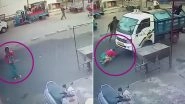 Vehicle Runs Over Woman Praying in Temple in Gujarat, Miraculously Survives The Accident (Watch Video)