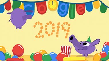 New Year 2019 Google Doodle is a Perfect Happy New Year GIF Greeting! How to Download and Send This Cute GIF Image on Android Phones & PC