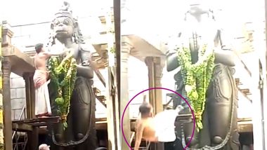 Video: Tamil Nadu Priest Falls to Death While Performing Rituals at a Temple in Namakkal; Incident Caught on Camera